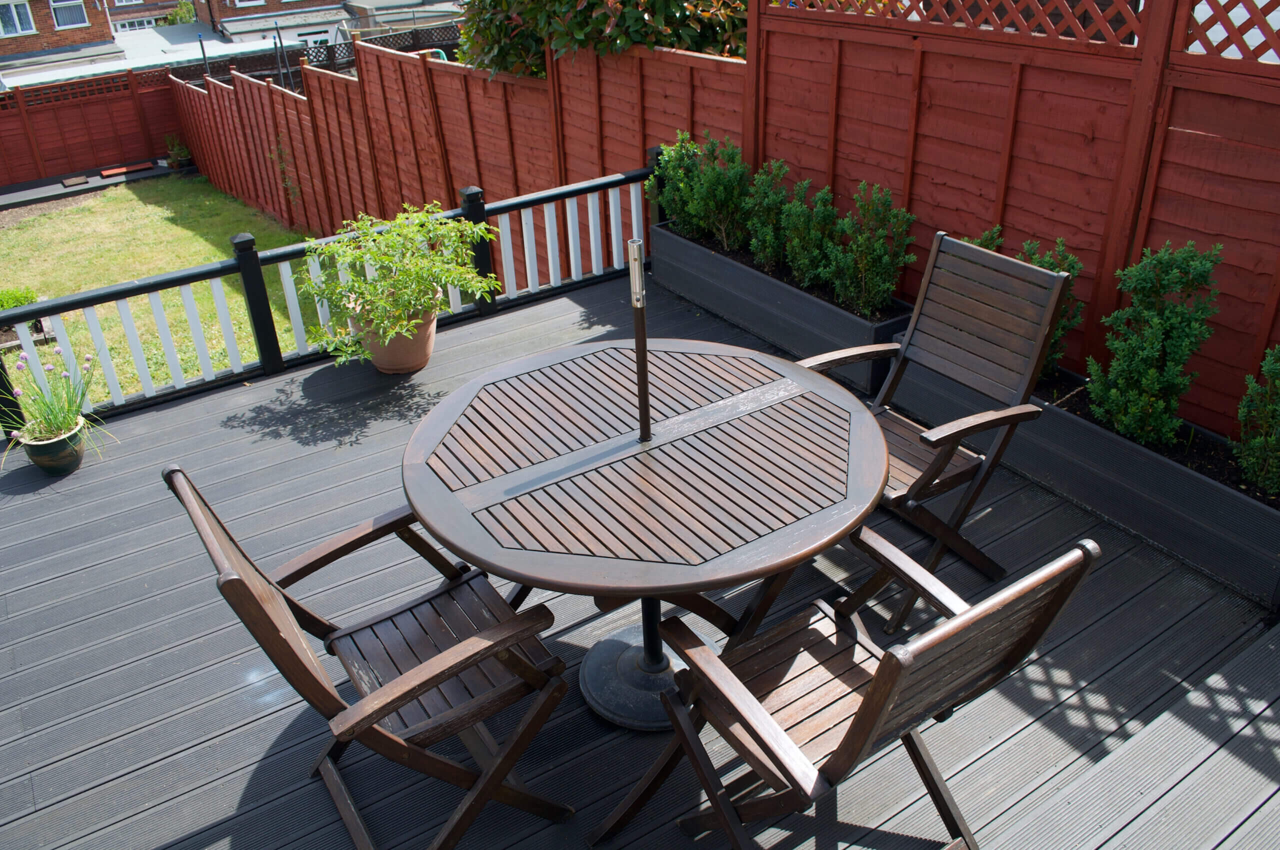 composite decking with garden planters